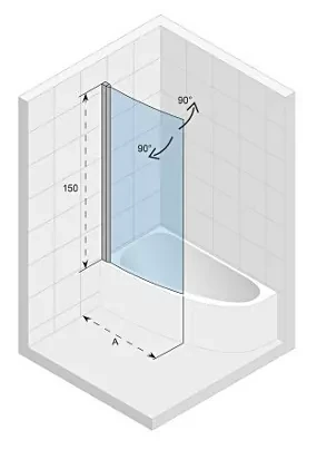Шторка на ванну Riho Novik Lyra Z108 90x150см L G003038120 профиль хром, стекло прозрачное