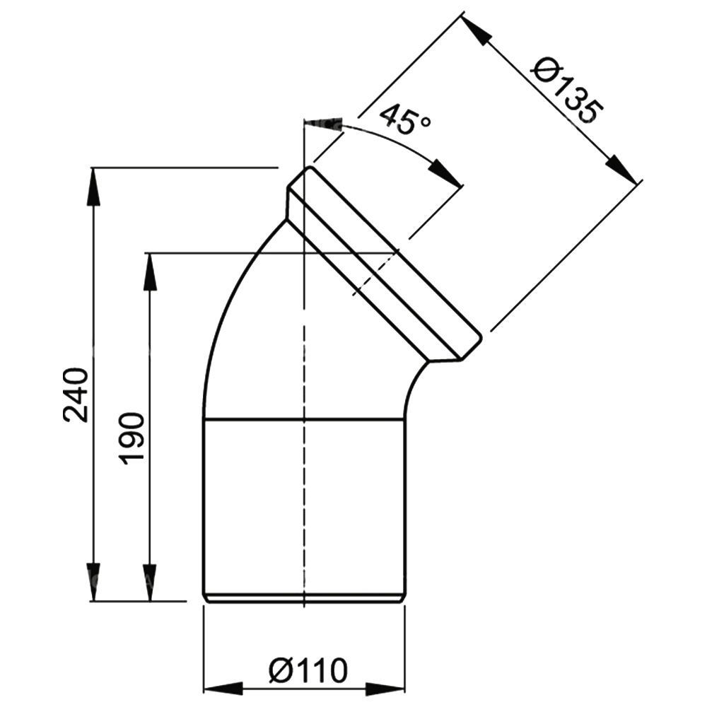 Отвод AlcaPlast A90-45 100мм