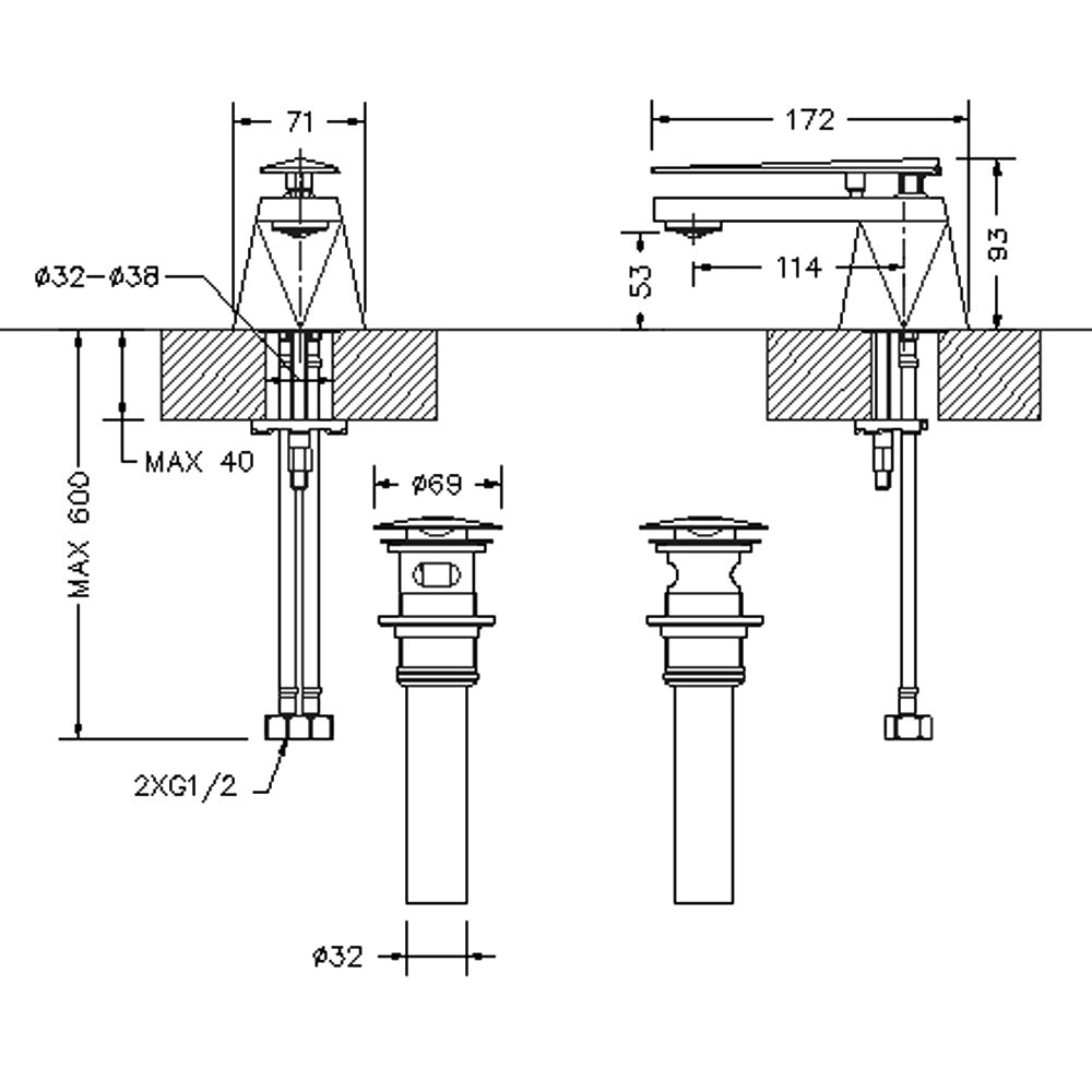 Смеситель для раковины Bravat DIAMOND F118102C-ENG хром