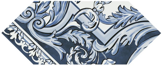 Декор Алмаш 4 синий глянцевый 14x34x0,69, 1, шт