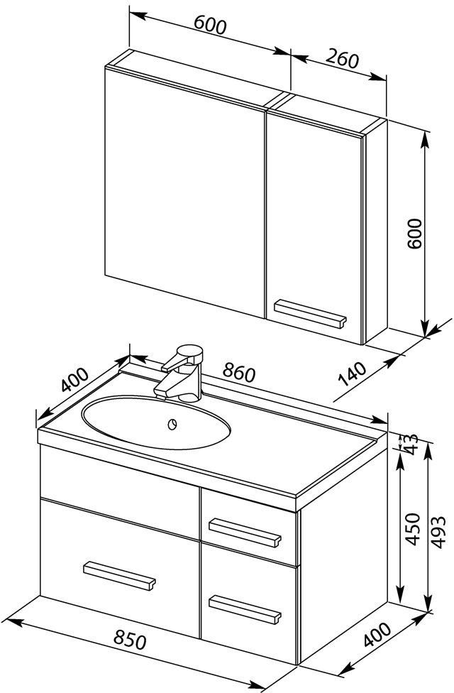 Мебель для ванной Aquanet Данте 85 L белый камерино 1 навесной шкафчик