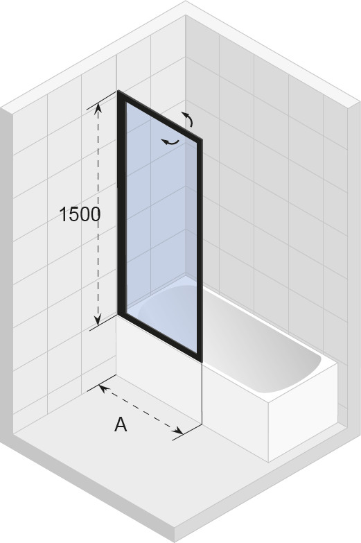 Шторка на ванну Riho Lucid GD501 80x150см G005046121 профиль черный, стекло прозрачное