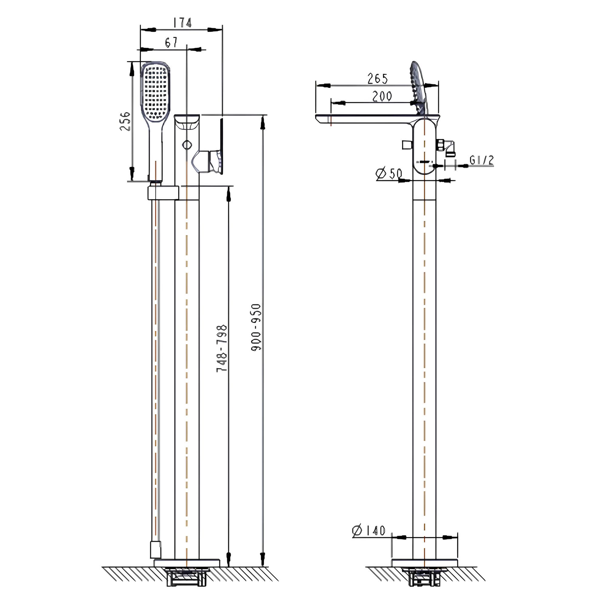 Напольный смеситель для ванны с душем Bravat Gina F665104C-B3-ENG хром