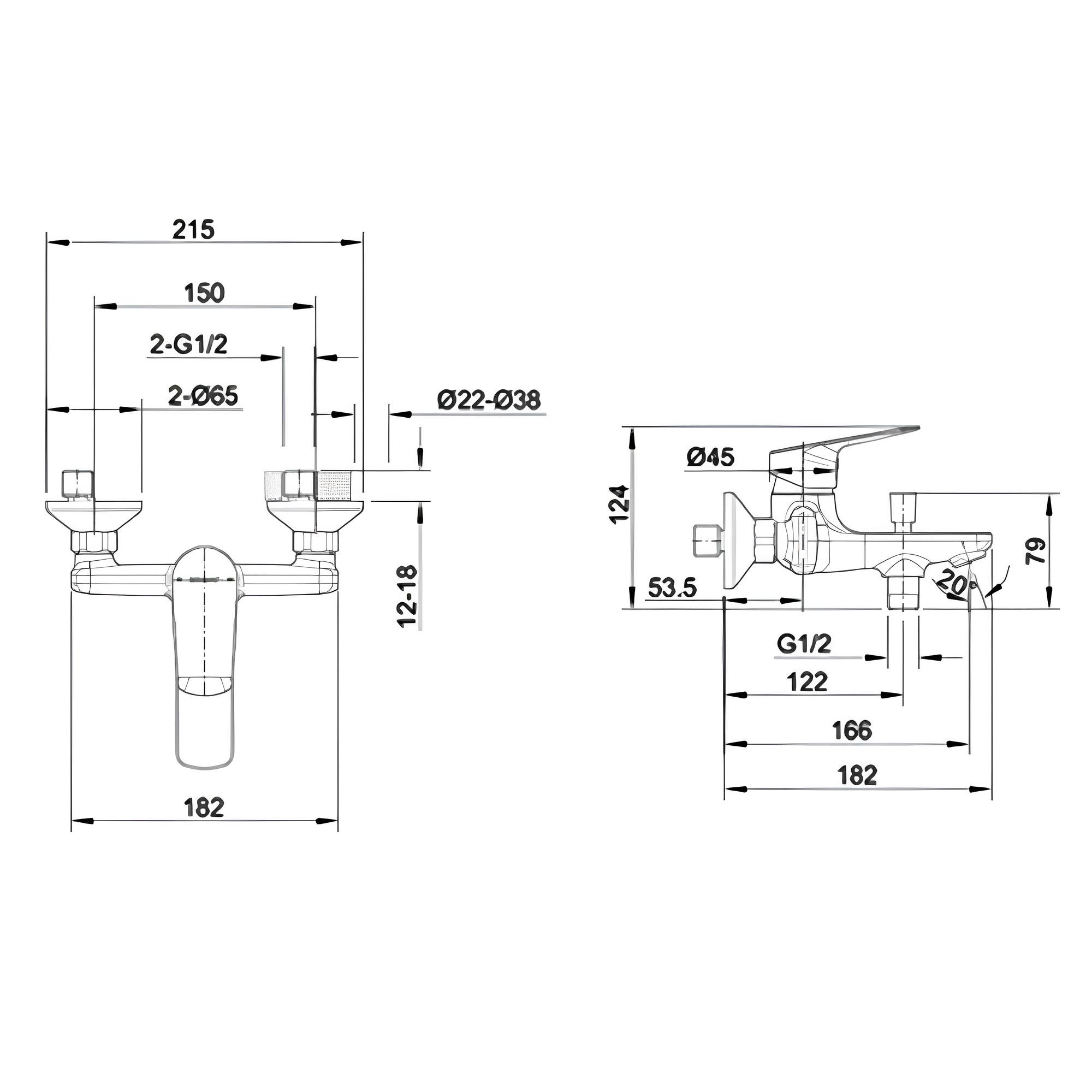 Смеситель для ванны с душем Bravat Rhein F6429564BW-01-ENG черный