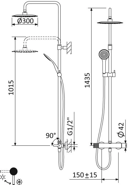 Душевая стойка Cezares Leaf LEAF-CDA-25-SR Sunrise золото