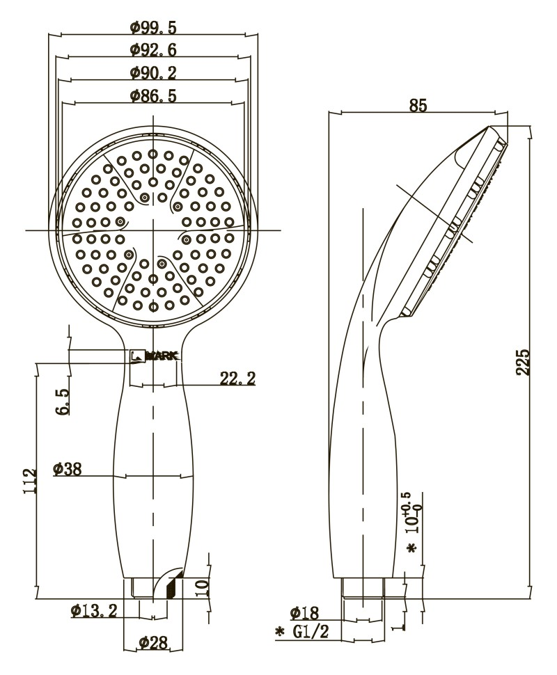 Душевая лейка Lemark Люкс LM8001C пластик, хром