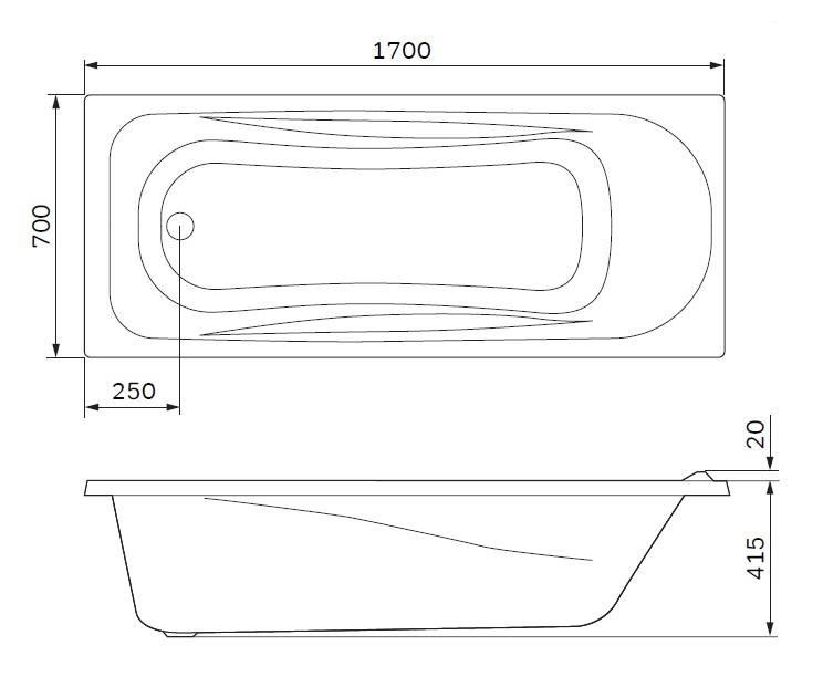 Акриловая ванна AM.PM Sense 170x70 W76A-170-070W-A белая глянцевая