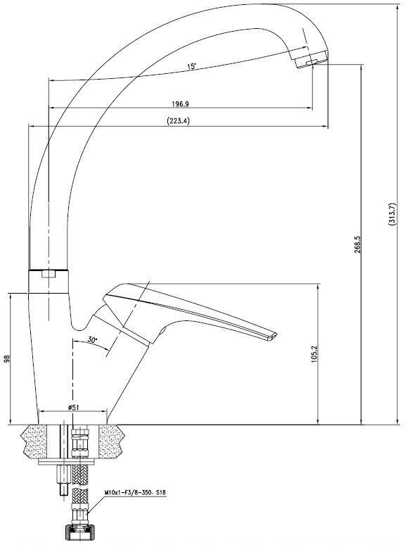 Смеситель Aquanet Conte SD91385 для кухонной мойки