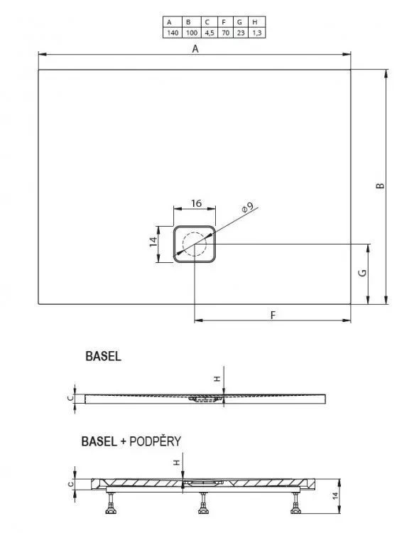 Душевой поддон Riho Basel 100х140см D005042005 белый