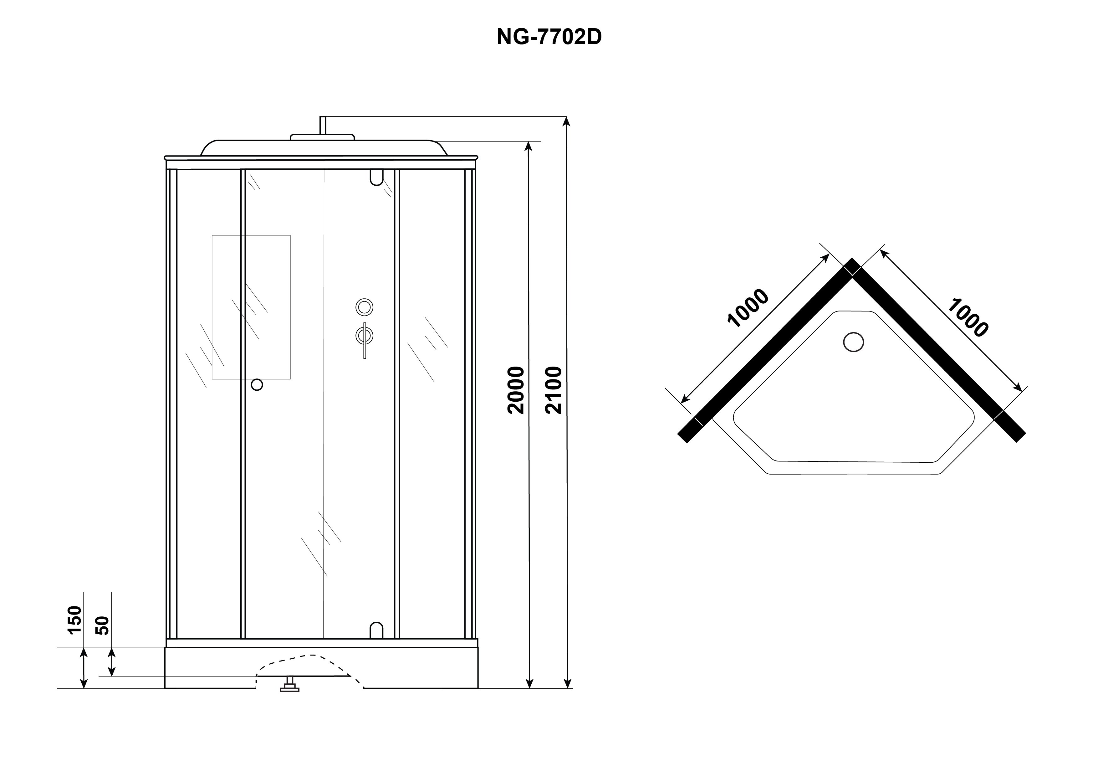 Душевая кабина Niagara Luxe 100x100см NG-7702DM профиль серебро