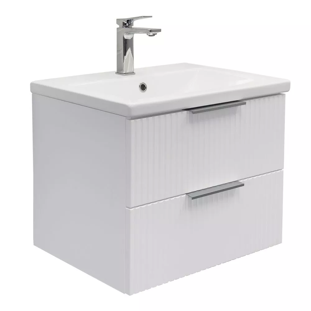 Тумба с раковиной Comforty Лима 60П2 белая матовая (раковина Como 60)