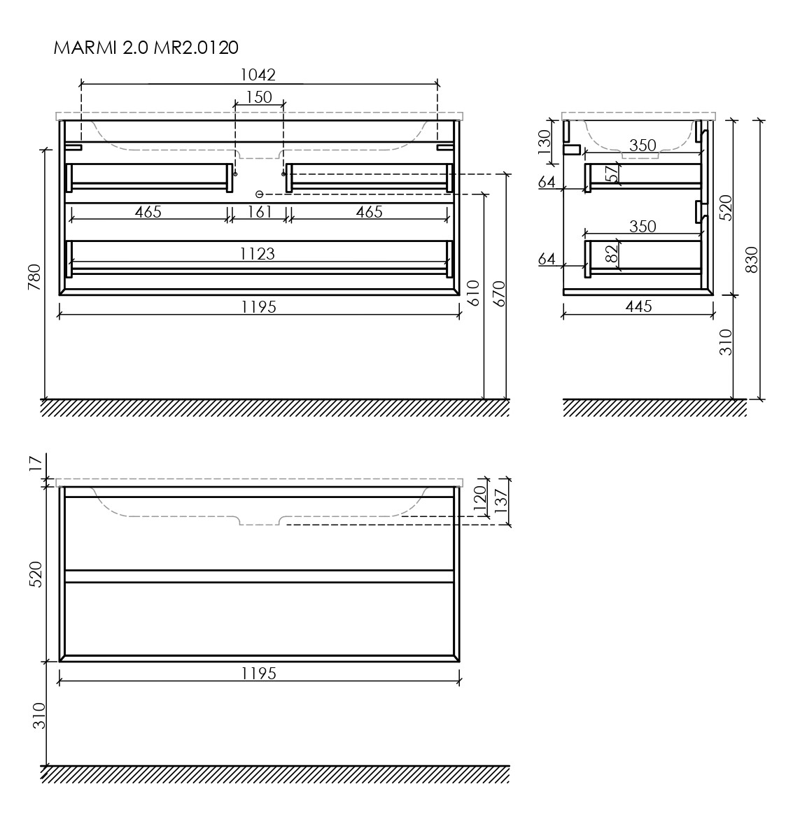 Тумба под раковину Sancos Marmi 2.0 120 MR2.0120ECH дуб чарльстон