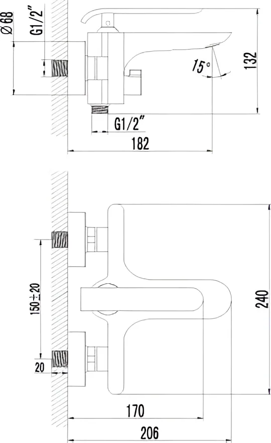 Смеситель для ванны с душем Lemark Melange LM4914CW хром