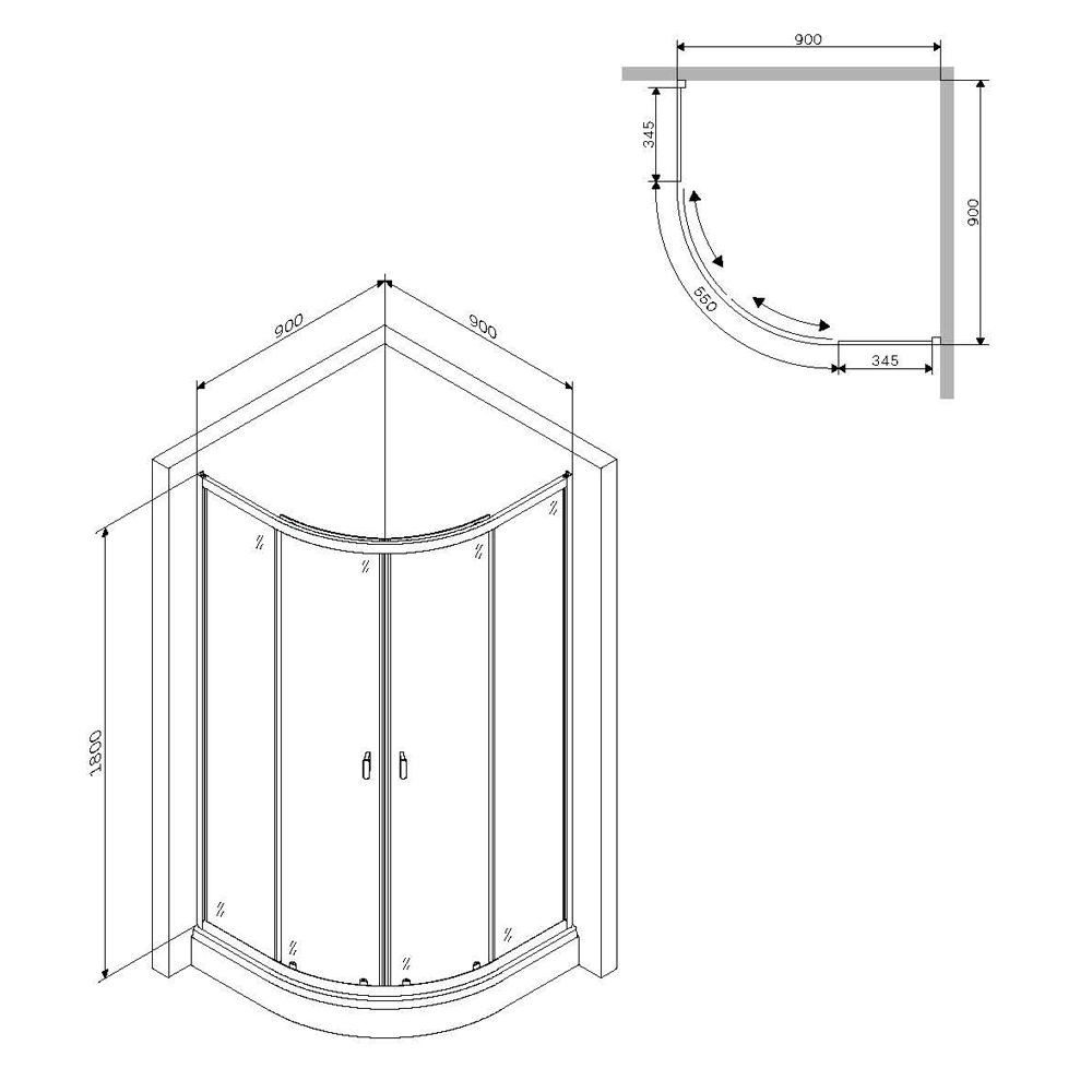 Душевой уголок AM.PM X-Joy 90x90см W88G-205-090MT64 профиль матовый хром, стекло прозрачное