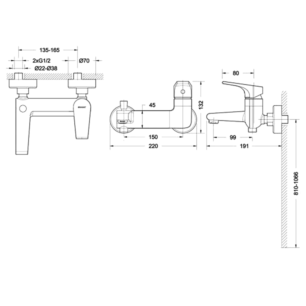 Смеситель для ванны с душем Bravat VEGA F6119177CP-01 хром