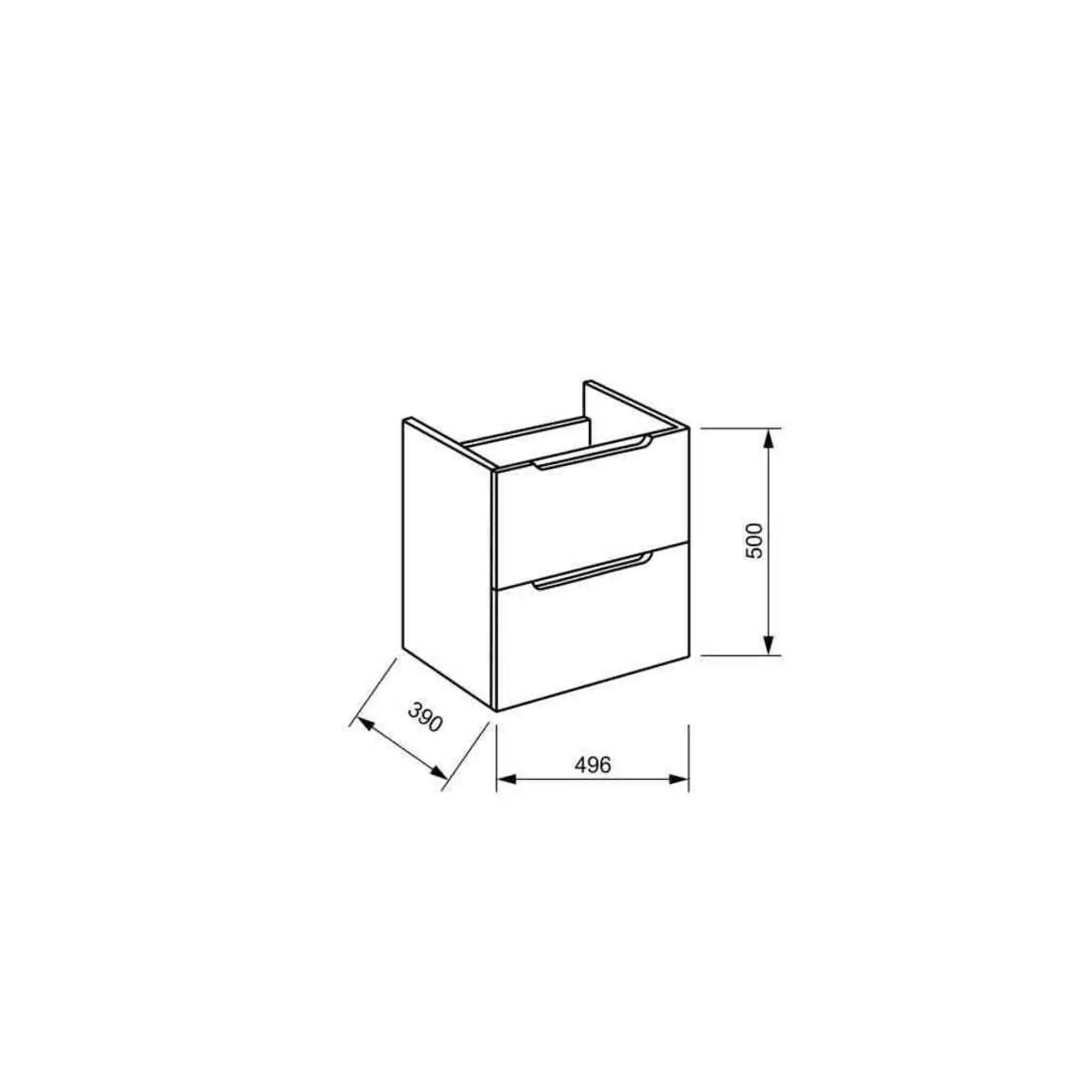 Тумба с раковиной BelBagno Etna 50 ETNA39-500/390-2C-SO-BL-P белая глянцевая