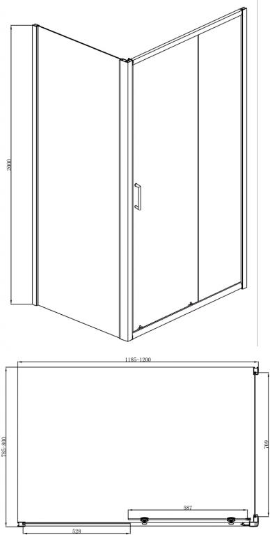 Душевой уголок Bravat Drop 120x80см BS120.3100A профиль хром, стекло прозрачное