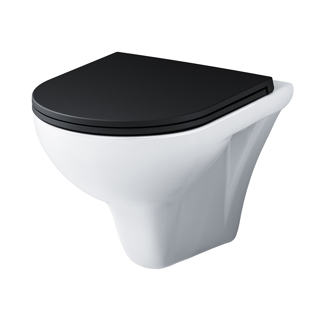 Унитаз подвесной AM.PM Gem C901700SCmb с черной крышкой, белый