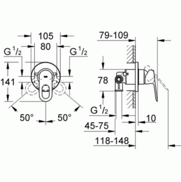 Гигиенический душ Grohe BauLoop 124896 со смесителем, хром