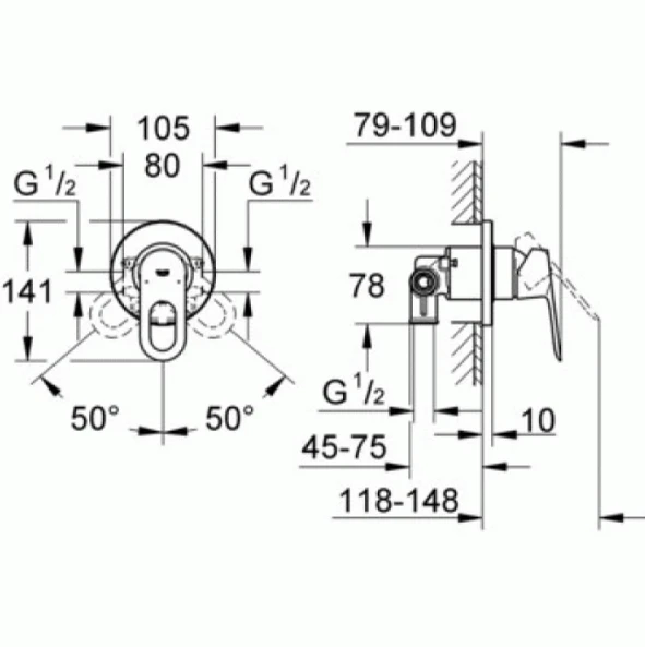 Гигиенический душ Grohe BauLoop 124896 со смесителем, хром