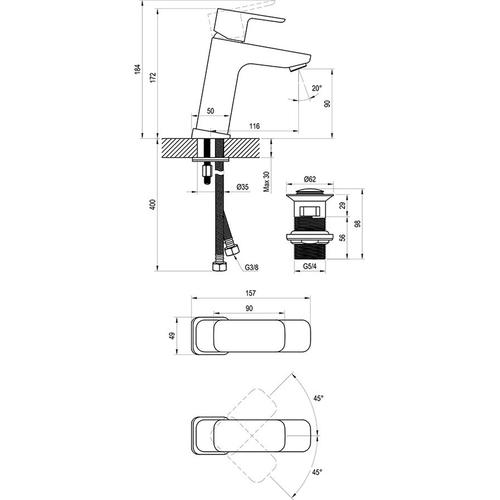 Смеситель для раковины Ravak 10° TD F 013.20 X070149 черный матовый