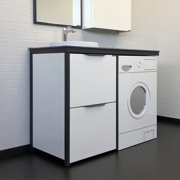 Тумба с раковиной Comforty Лозанна-120 00-00009517 белая, с антрацитовой столешницей