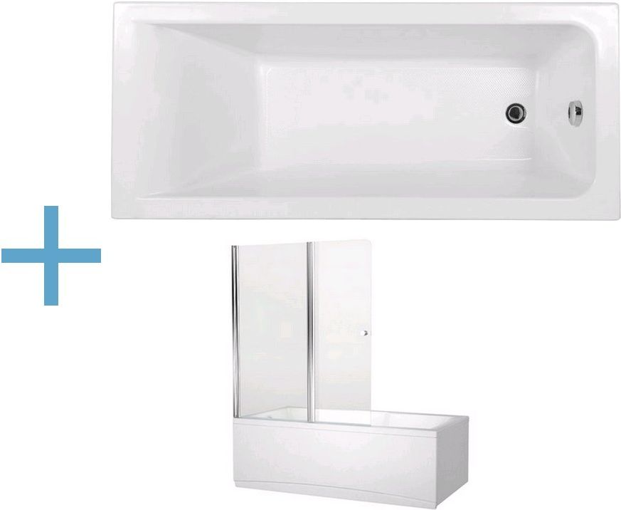 Акриловая ванна Aquanet Bright 180x80 со шторкой Aquanet Alfa 4 NF6222-pivot 232987 + 196049 белая