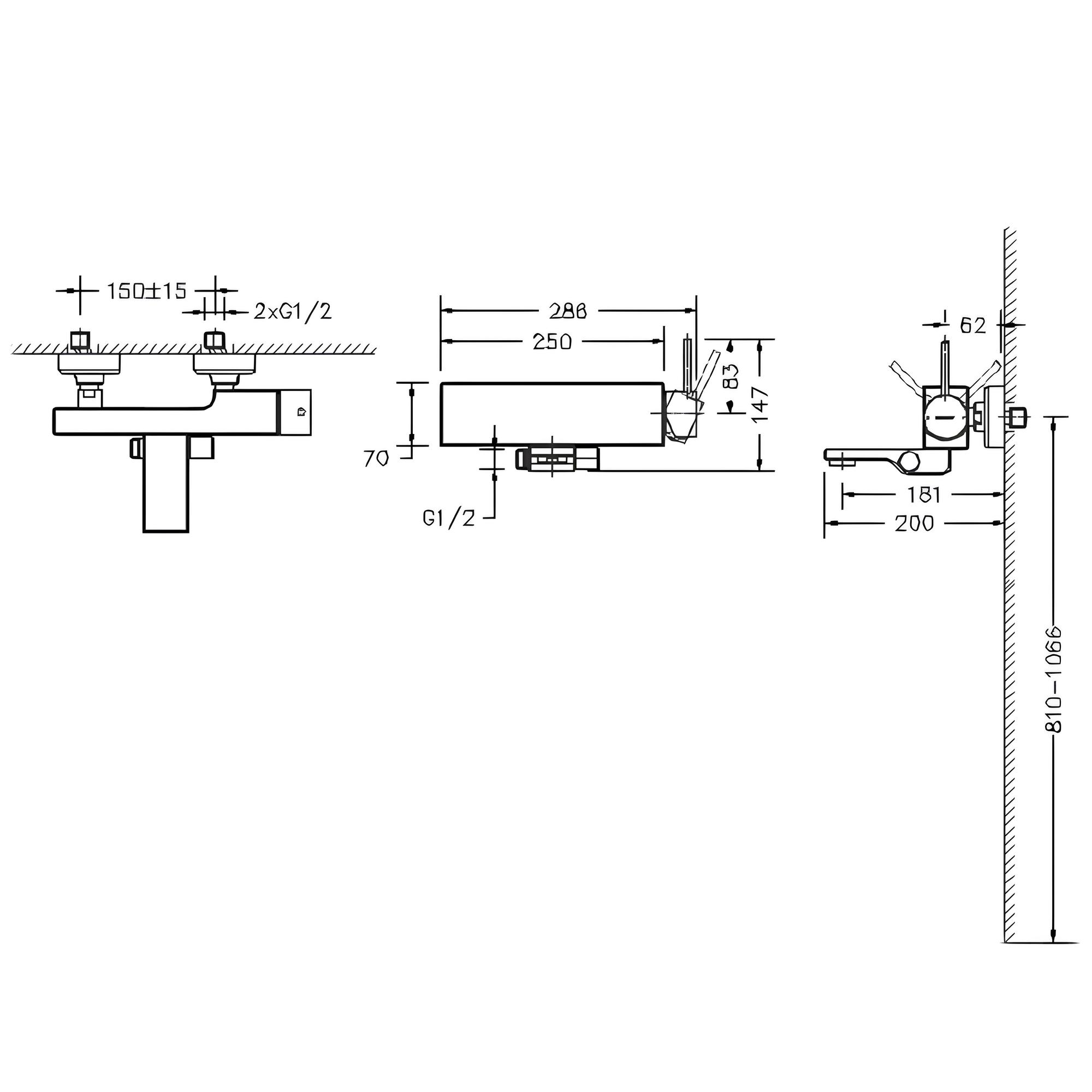 Смеситель для ванны с душем Bravat Arc F66061K-01A-ENG черный