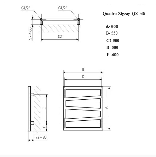 Полотенцесушитель электрический Приоритет Quadro Zigzag 4 84x50 черный