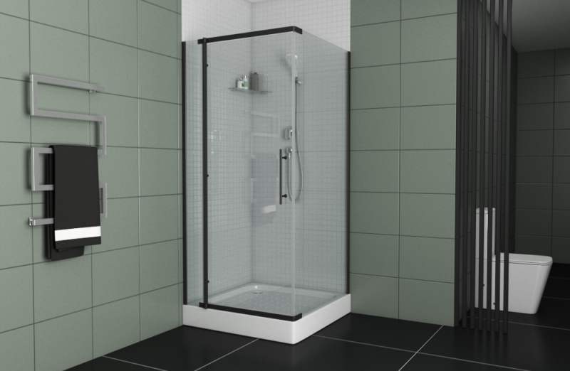 Душевой уголок Bravat Blackline 90x90см BS090.3113A профиль черный, стекло прозрачное