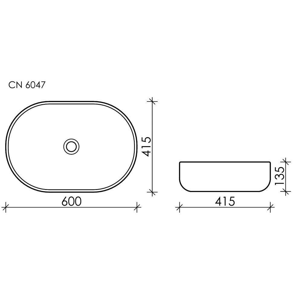 Раковина накладная Ceramica Nova Element CN6047MH антрацит матовая