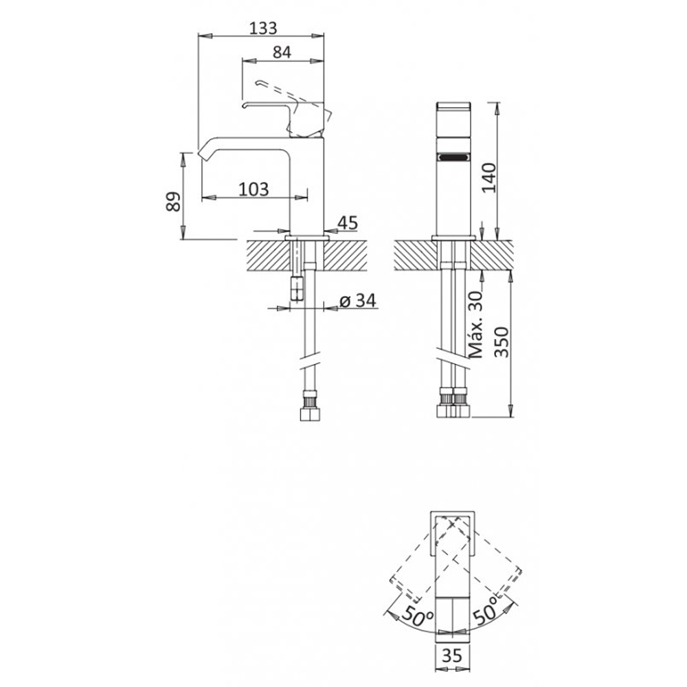 Смеситель для раковины Cezares Porta PORTA-LS1-SR золото