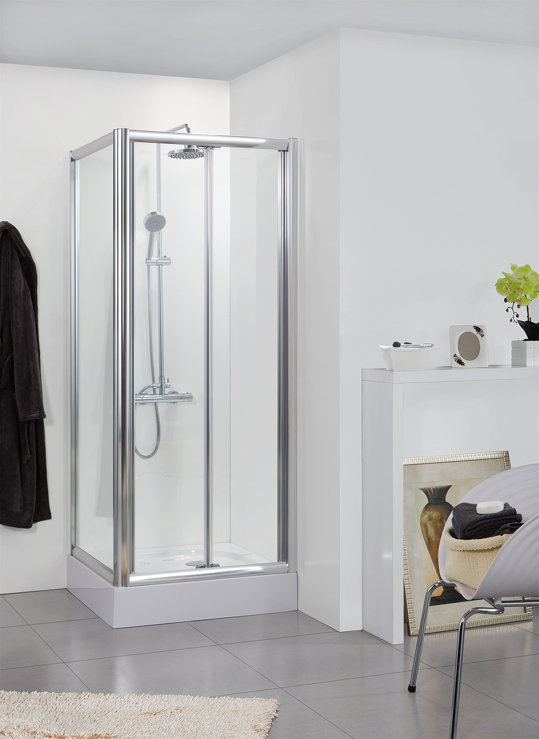 Душевой уголок Bravat Drop 90x90см BS090.2120A профиль хром, стекло прозрачное