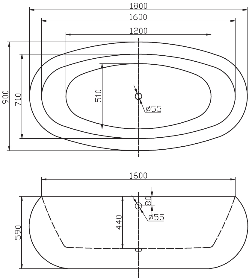 Акриловая ванна BelBagno 180x90 BB18 белая