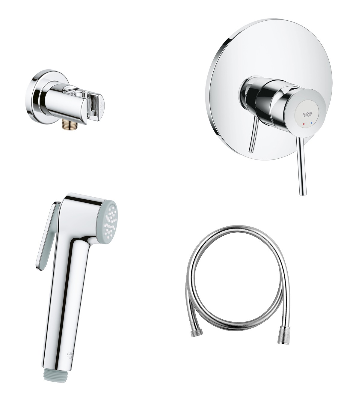 Гигиенический душ Grohe BauClassic 124901 со смесителем, хром