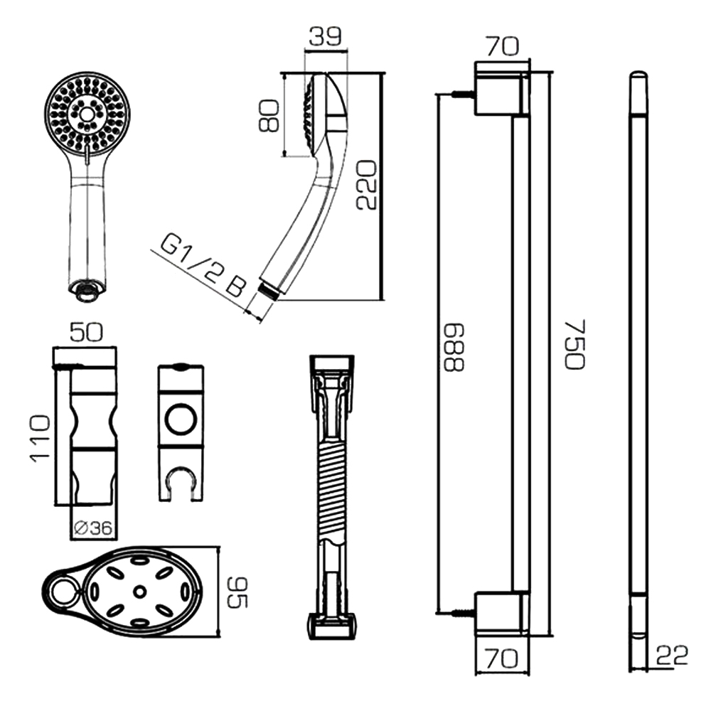 Душевая штанга Bravat Eco D152CP-1A-RUS хром