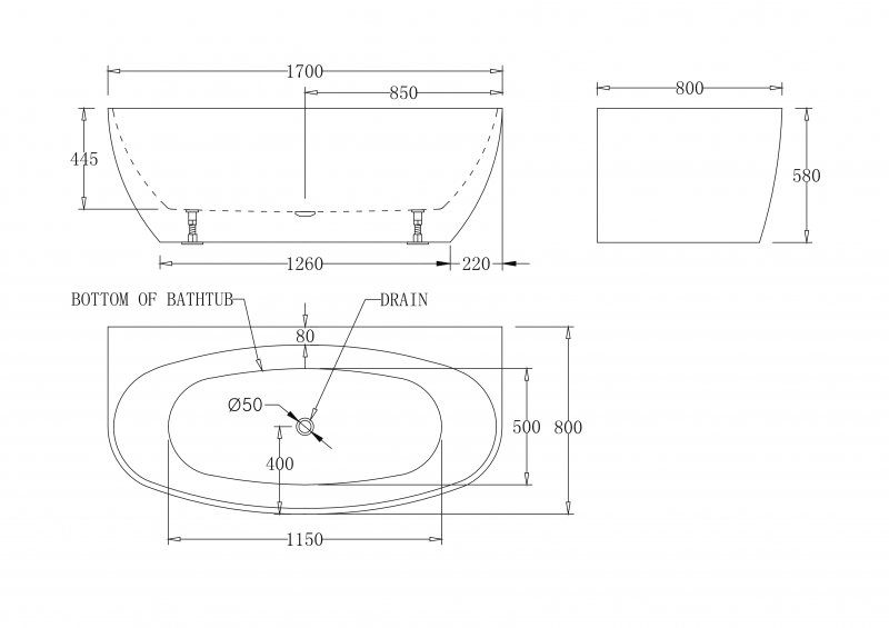 Акриловая ванна BelBagno 170x80 BB83-170 белая глянцевая