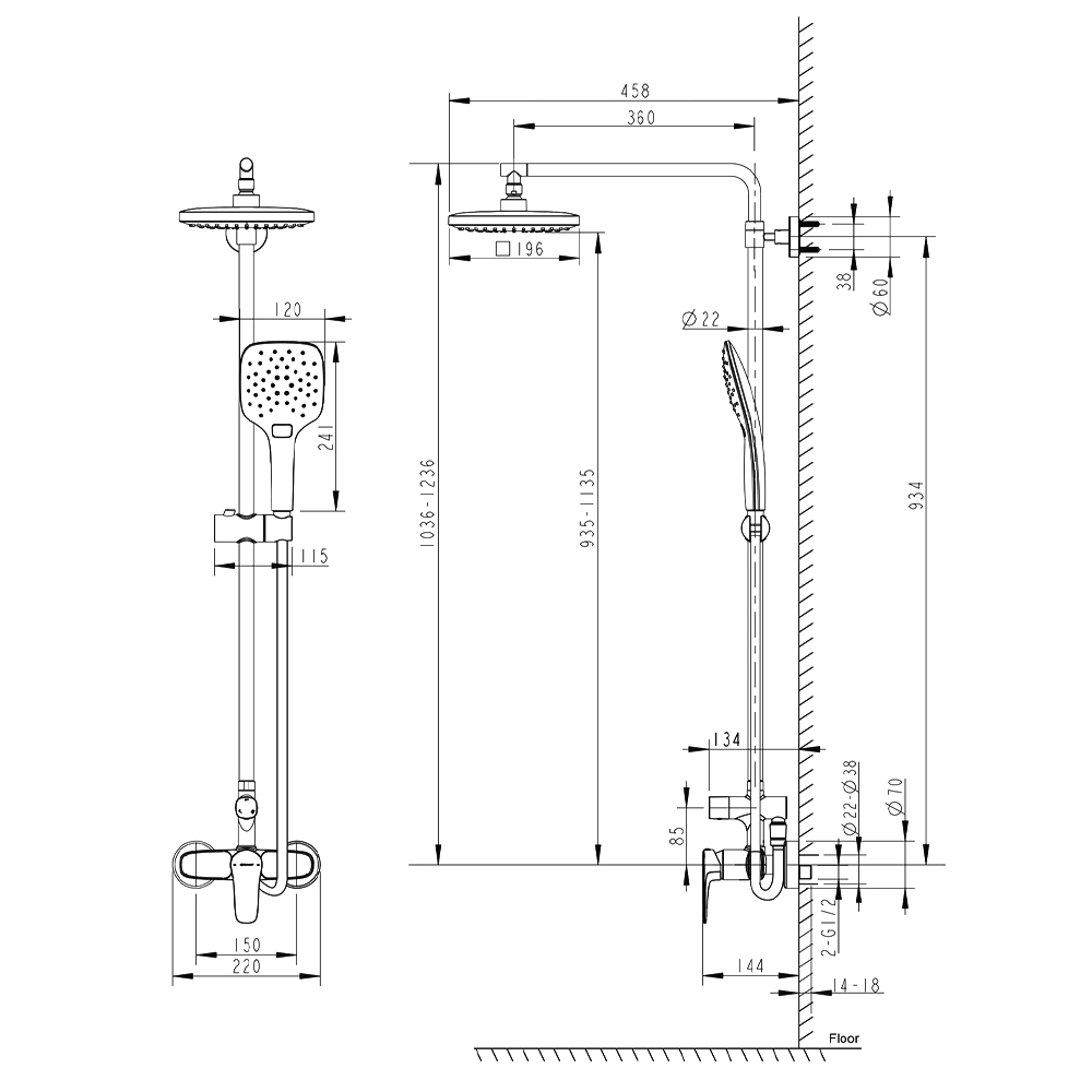 Душевая стойка Bravat Source F9173218CP-A-ENG хром