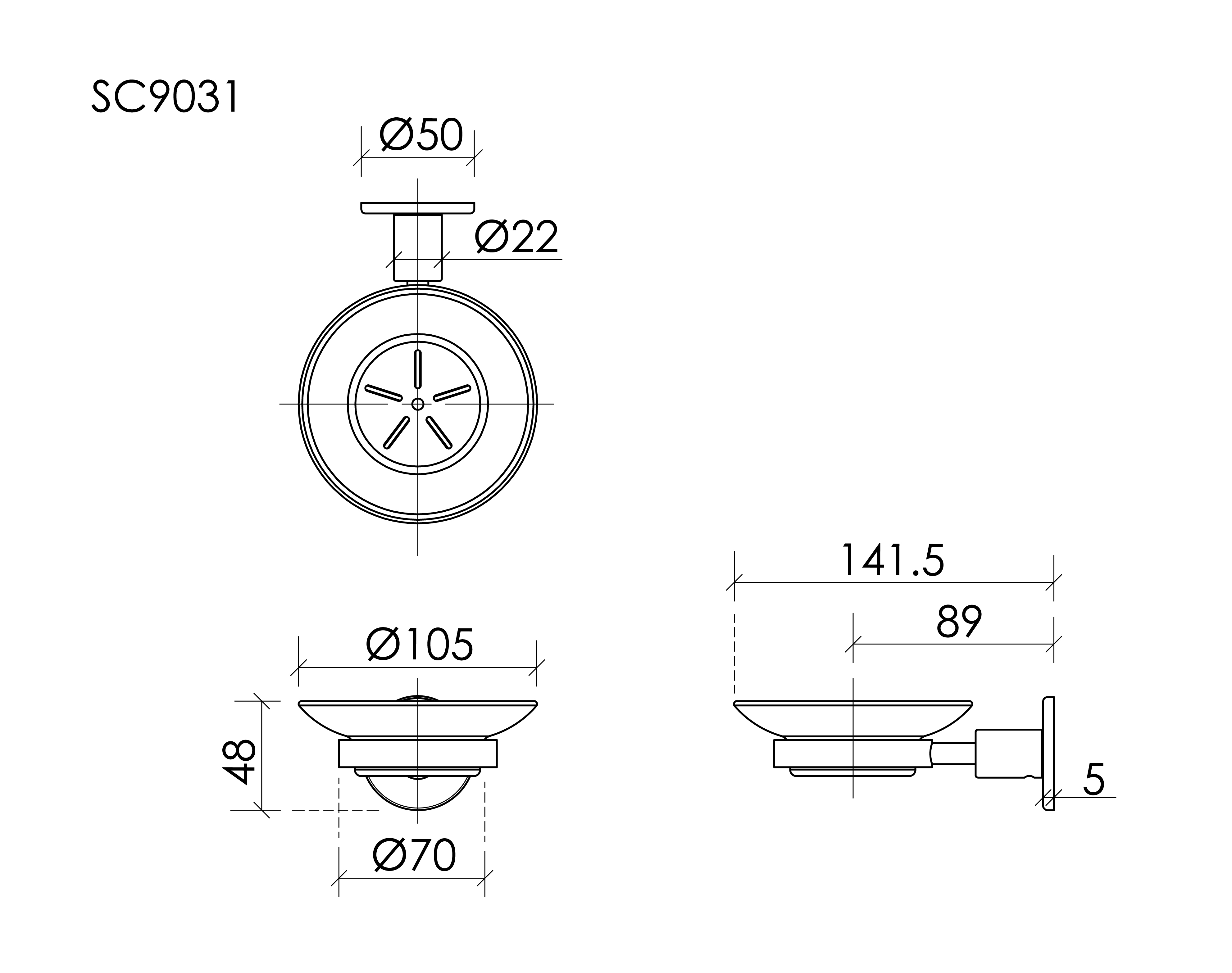 Мыльница Sancos Base SC9031GG вороненая сталь