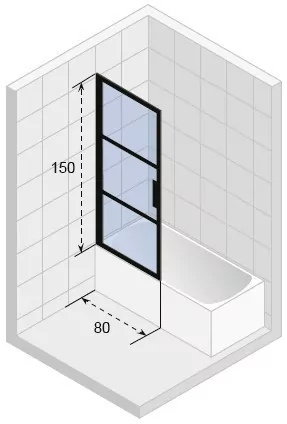 Шторка на ванну Riho Grid GB501 80x150см G004047121 профиль черный, стекло прозрачное