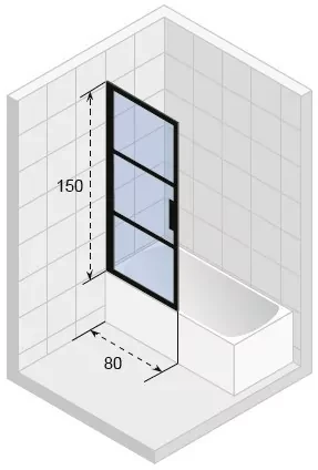 Шторка на ванну Riho Grid GB501 80x150см G004047121 профиль черный, стекло прозрачное