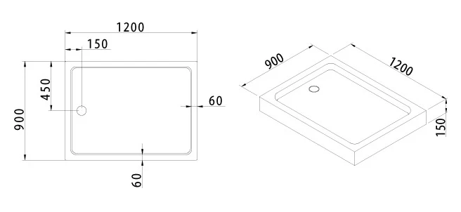 Душевой поддон Cezares 120х90см TRAY-A-AH-120/90-15-W0 белый