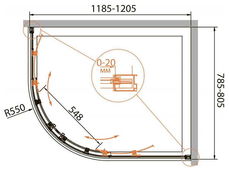 Душевой уголок Cezares Relax 120x90см RELAX-RH-2-120/90-C-Bi профиль белый, стекло прозрачное