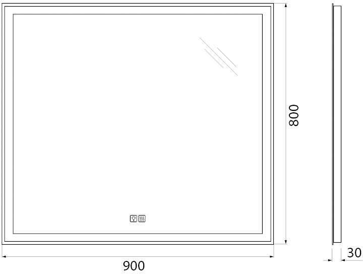 Зеркало BelBagno 90 SPC-GRT-900-800-LED-TCH-WARM с подсветкой и подогревом