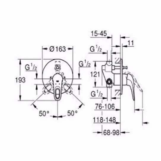 Смеситель Grohe Eurostyle New 33637003 С ВНУТРЕННЕЙ ЧАСТЬЮ