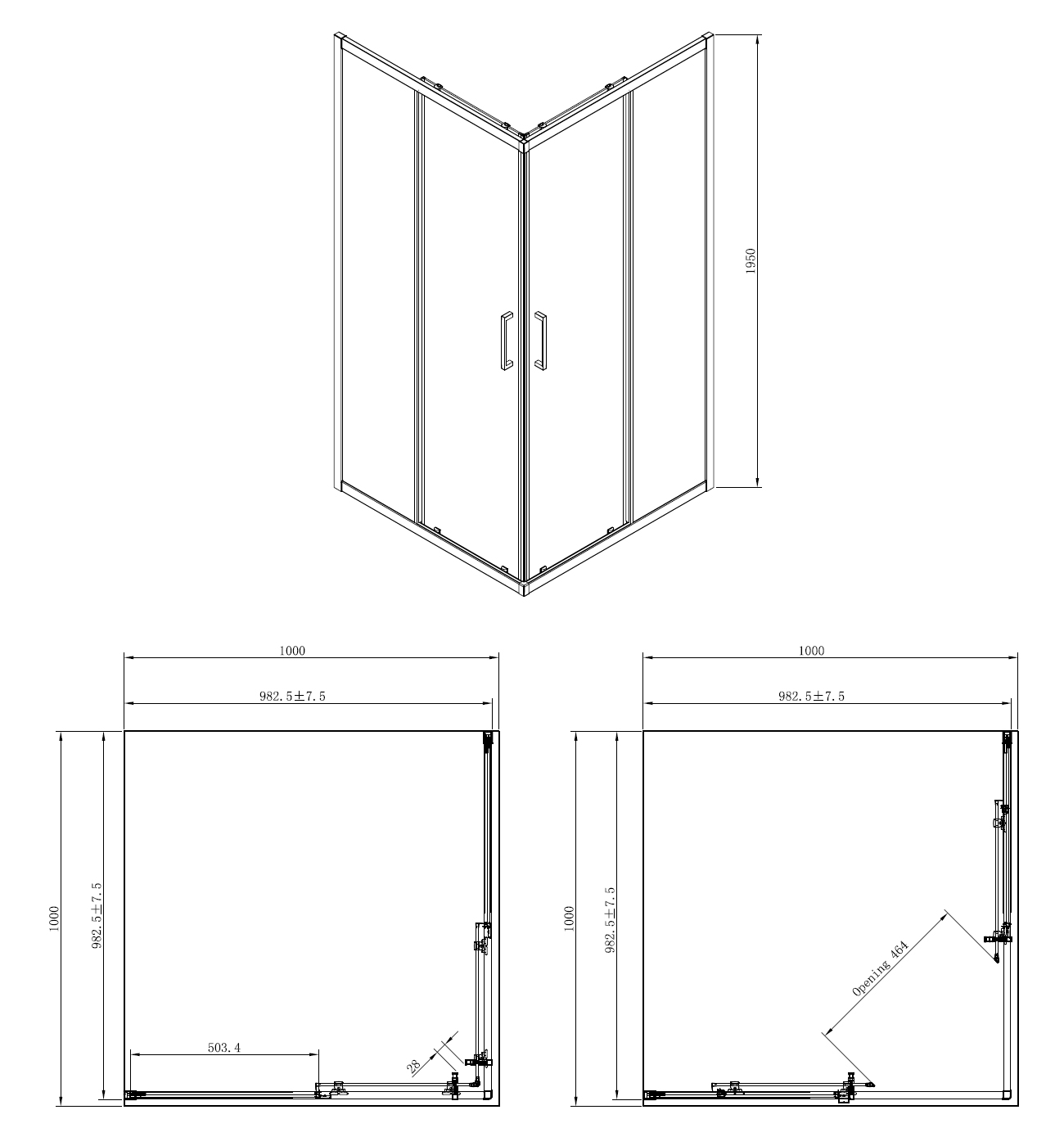 Душевой уголок Azario Seatlle 100x100см AZ-131 S A 100*100*195 профиль хром, стекло прозрачное