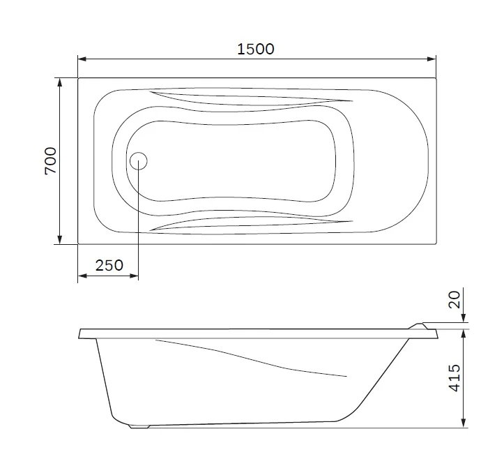 Акриловая ванна AM.PM Sense 150x70 W76A-150-070W-A белая глянцевая