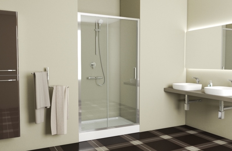 Душевая дверь в нишу Bravat Line 120x200см BD120.4101A профиль хром, стекло прозрачное