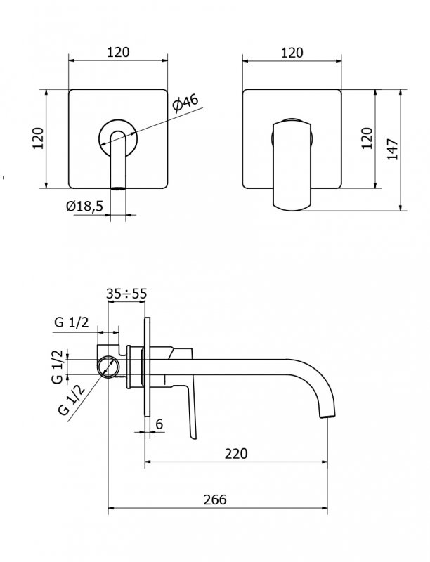 Смеситель для раковины Cezares Florian FLORIAN-BLS1-01-W0 с внутренней частью, хром