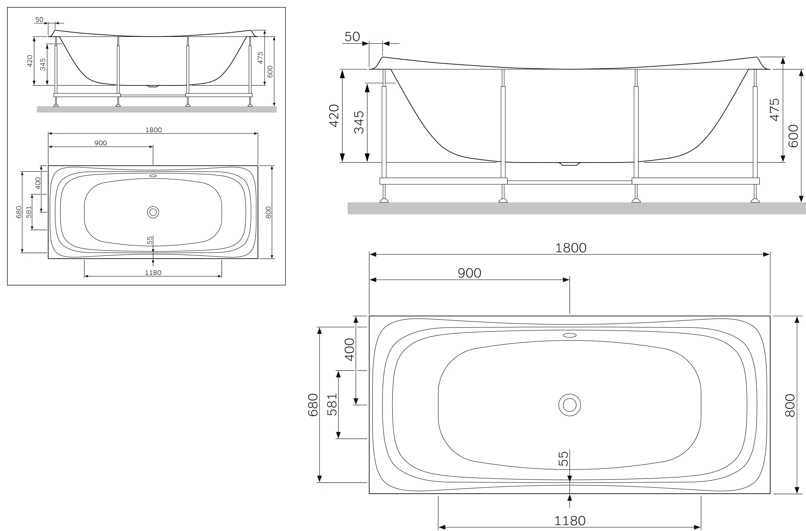 Экран AM.PM Sensation 180x80 W30A-180-080W-P белый